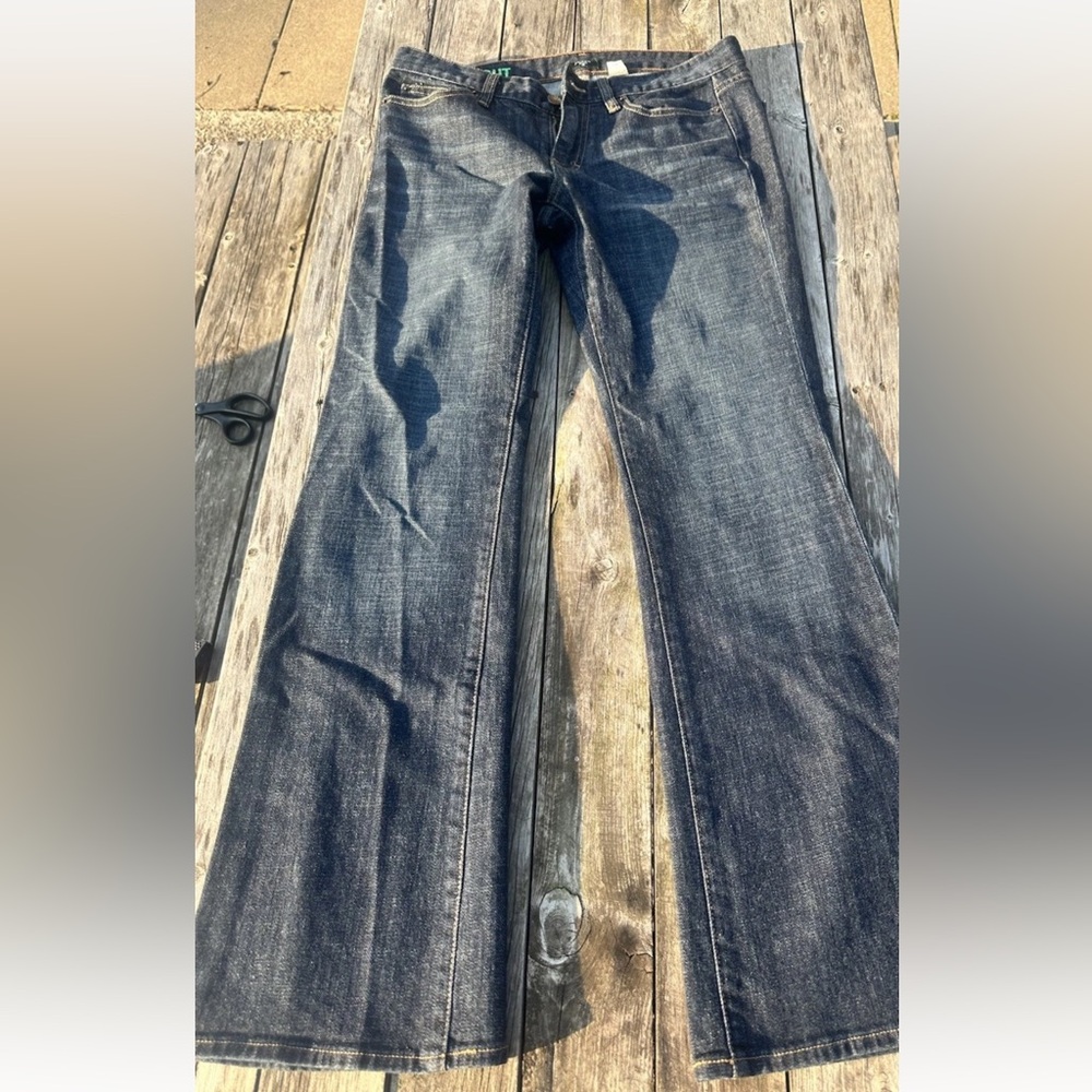 J. Crew Bootcut Jean Dark Indigo High-Rise Stretch Size 30R - Picture 4 of 10